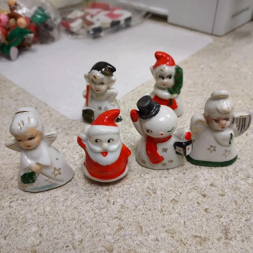 Commodore‎ Vintage 1950'S Japan Christmas Santa Placecard holders #3010 6 pieces